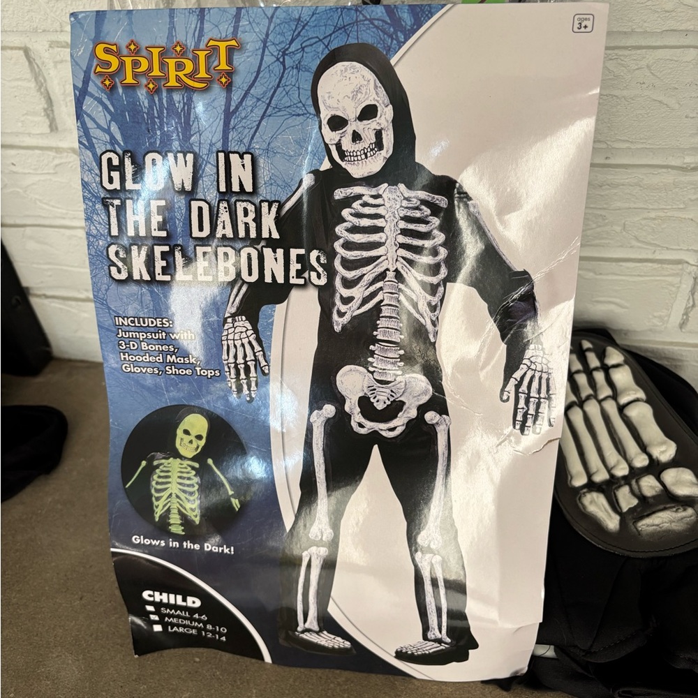 Spirit Black Glow-in-the-Dark Skeleton Costume for Kids